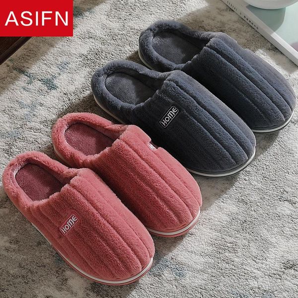 

home women's winter cotton slippers with fur female house plush indoor couple warmth men women shoes zapatillas de mujer, Black