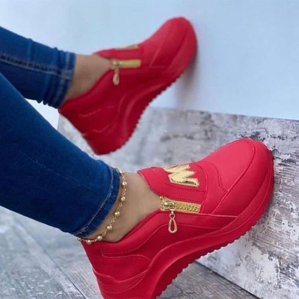 

women wedges sneaker thick bottom casual shoes non slip zipper ladies walking women shoes solid color platform chunky sneaker mm, Black;white