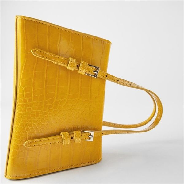 

za new women's yellow flip mini city handbag fashion versatile crocodile pattern portable one shoulder messenger bag