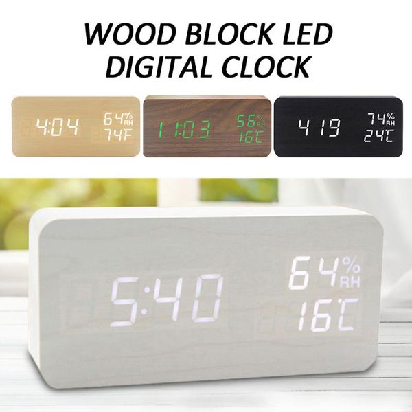 

wood block led digital clock adjustable smart night lights fashion multifunction electronic alarm clocks desk other & accessories
