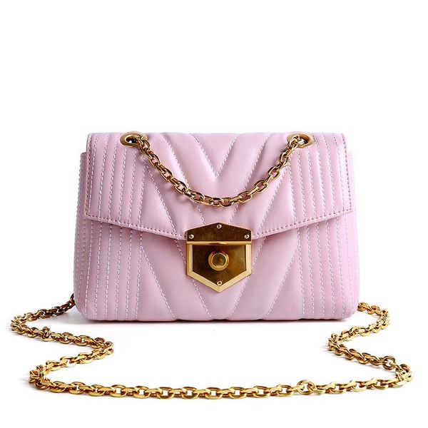 

evening bags luxury original brand cowhide v pattern shoulder for women elegant fashion metal design chain crossbody handbag female b187