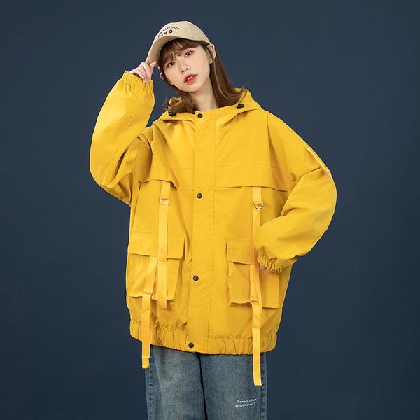 

men's jackets kolmakov korean hooded solid cargo jacket couple's loose cardigan coat plus size zipper overcoat male 3 color s-3xl, Black;brown