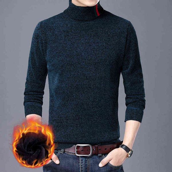 

men's winter chenille thickened knitted warm bottoming shirt 21 high neck plush sweater middle-aged and young leisure, White;black