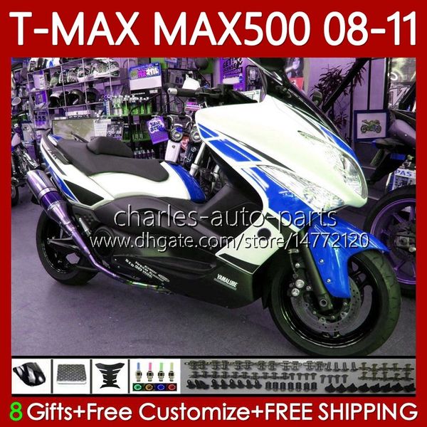 Body Kit für Yamaha TMAX MAX 500 XP500 weiß blau MAX-500 T 2008–2011 Karosserie 107No.113 TMAX-500 TMAX500 T-MAX500 2008 2009 2010 2011 MAX500 08 09 10 11 OEM-Verkleidung