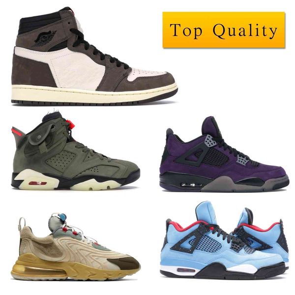 

with box j4 man sneaker qualtiy travis scotts purple cactus jack friends and family 308497-406
