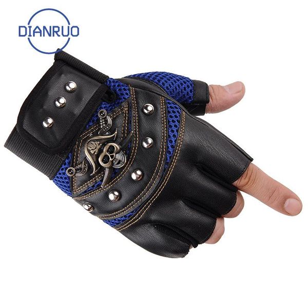 

five fingers gloves dianruo autumn half finger men' breathable anti-skid wear-resistant padded super fiber bicycle outdoor q472, Blue;gray