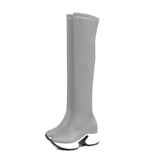 

boots elastic over the knee women socks long thigh high slim knitting kid suede sneakers platform designer shoes, Black
