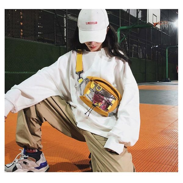 

waist bags hip hop casual fanny pack canvas chest bag street fashion neutral shoulder pvc c21