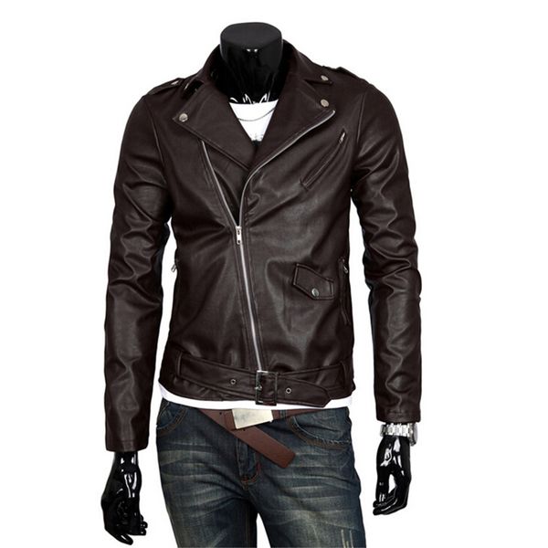 

men's jackets spring autumn fashion pu leather british style motorcycle male coat black brown m-3xl oqns