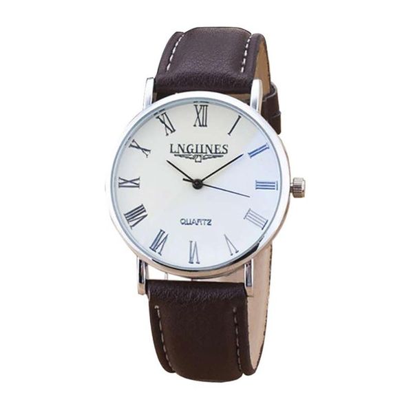 

wristwatches solid star minimalist fashion women watches for lovers 2pcs couple high gloss glass leather belt watch set contains box, Slivery;brown