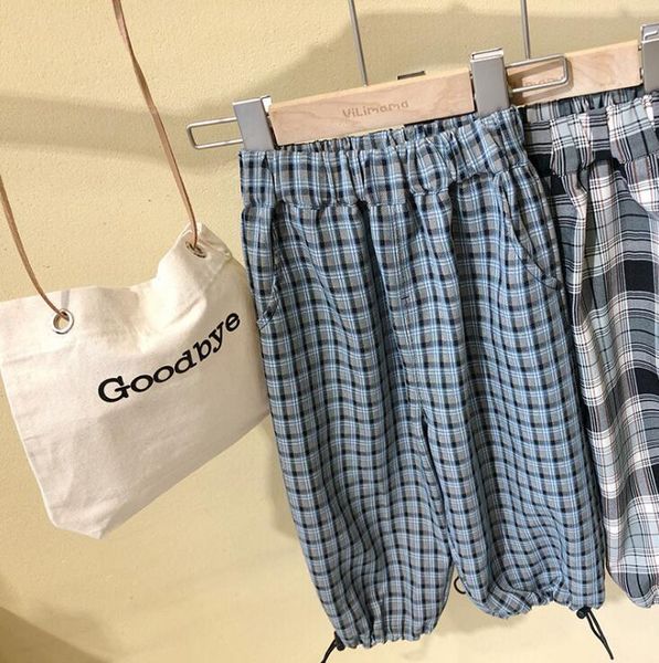 

style girls boys plaid pants cotton spring fashion kids long 1-6t yx872 trousers, Blue