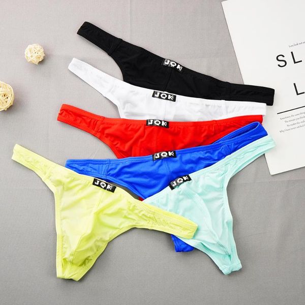 

underpants men's underwear ultra thin ice silk front convex see through mens briefs comfortable breathable quick dry bag, Black;white