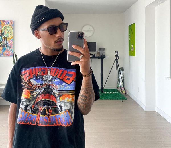 

men's t-shirts american hiphop short sleeve t-shirt men and women fried street loose couple oversize hip hop ins tide brand top, White;black