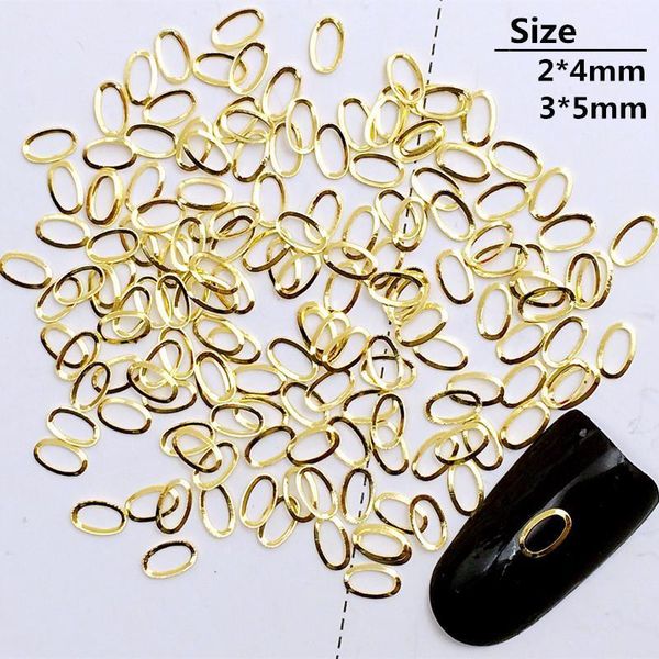 

500pcs/lot 2*4mm 3*5mm gold silver hollow oval rivets studs metal alloy nail art decorations sticker/charms for manicure1, Silver;gold