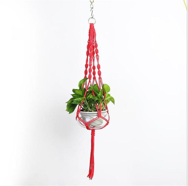 

vases 1pcs 105cm handmade macrame flower pot plant hanger basket knotted rope flowerpot net bag balcony courtyard garden decor