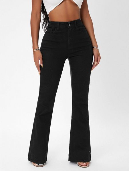 

sxy zipper fly flare leg jeans 72bz#, Blue