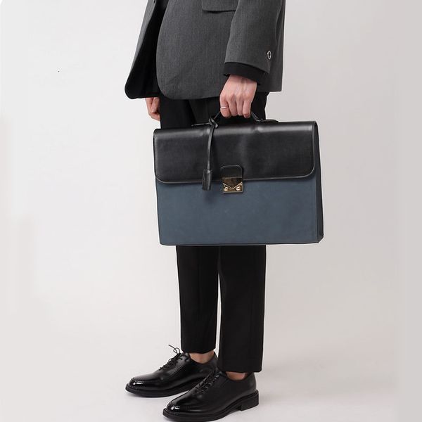 

handbag korean horizontal square business slant case suede pu leather briefcase solid color belt decoration