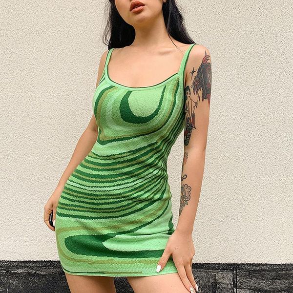 

casual dresses strap bodycon knitted mini dress women green y2k summer sleeveless short fashion ladies streetwear, Black;gray