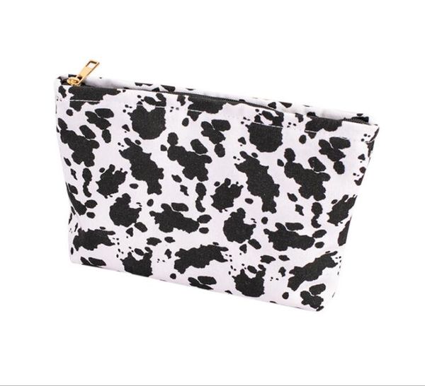 

3pcs cosmetic bags women canvas large capacity cow prints makeup bag mix color