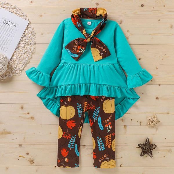 

clothing sets born baby girls style fashion autumn winter o-neck long-sleeved thanksgiving day tails dress pumpkin solid clothes, White