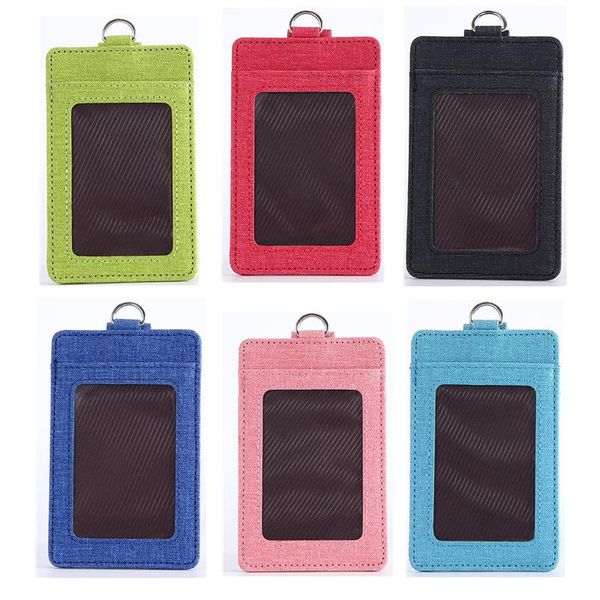 

card holders 1pc fashion colorful double sleeve id badge case clear bank clip holder accessories, Brown;gray