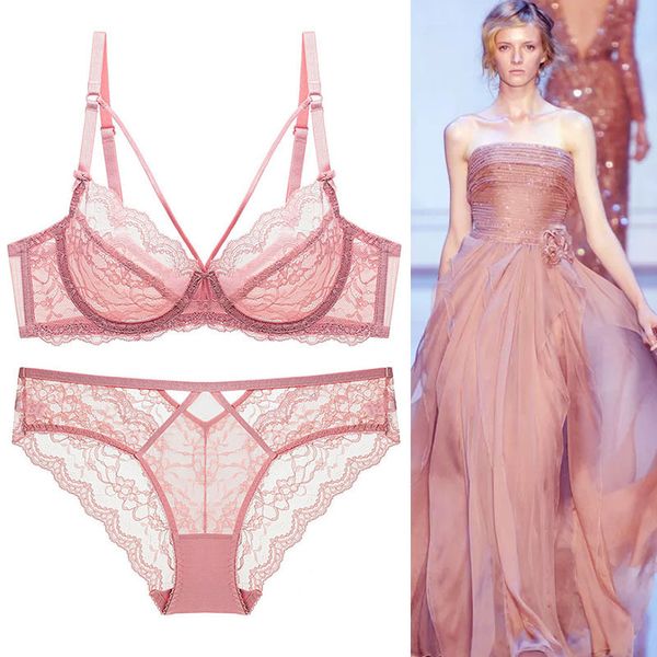 

59% off factory outlet store 163# ultra thin underwear fun transparent lace gathered bra set summer girl, Red;black