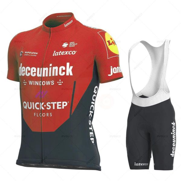

racing sets 2021 quick step team deceuninck cycling jersey set clothing ropa ciclismo mens summer dry bicycling maillot wear, Black;blue