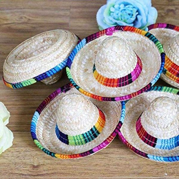 

3pcs crazy nights natural straw mini mexican hat dksuppli carnival birthday decorations cinco de ma-yo party