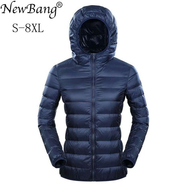

bang brand 7xl 8xl down jacket women hooded ultra light plus feather winter thin warm windbreaker coats 210923, Black