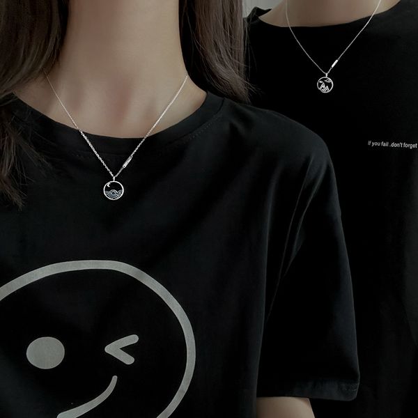 

vows of eternal love couples necklaces new female niche design feeling collarbone chain summer, Silver