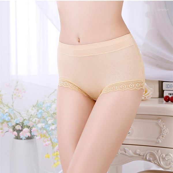 

women's panties moder mid-waist girls soft stretch lace trim briefs shorts period leakproof underwear women plus size, Black;pink