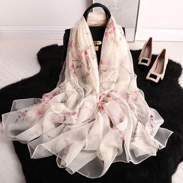 

spring and autumn new elegant atmosphere sunscreen scarf women's korean version long decoration plum blossom summer shawl dual purpose, Blue;gray