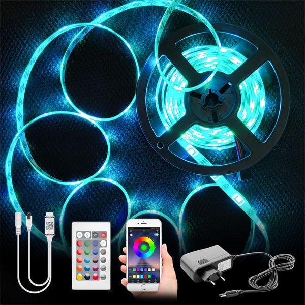 

strips smd 5m 10m led light strip dc 12v waterproof rgb lamp diode ribbon flexible bluetooth ir wifi controller+adapter