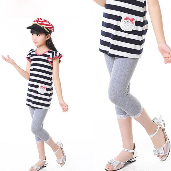 

girls leggings 4-11 years old cropped trousers children's wear casual pants female baby pencil jeans, Blue