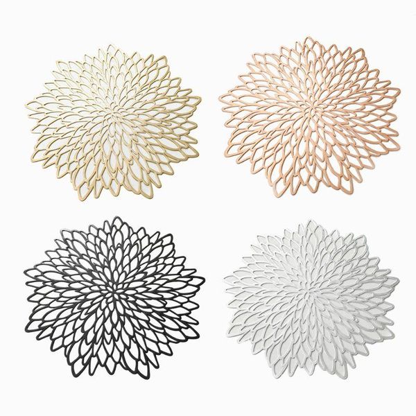 

table runner hollow gold metallic placemat washable dining pad mat flower design for home desk decorative kits