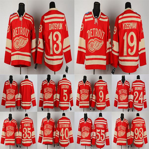 

custom detroit red wings winter classics rbk hockey jerseys 8 abdelkader 9 howe 13 datsyuk 19 steve yzerman 71 dylan larkin, Black;red