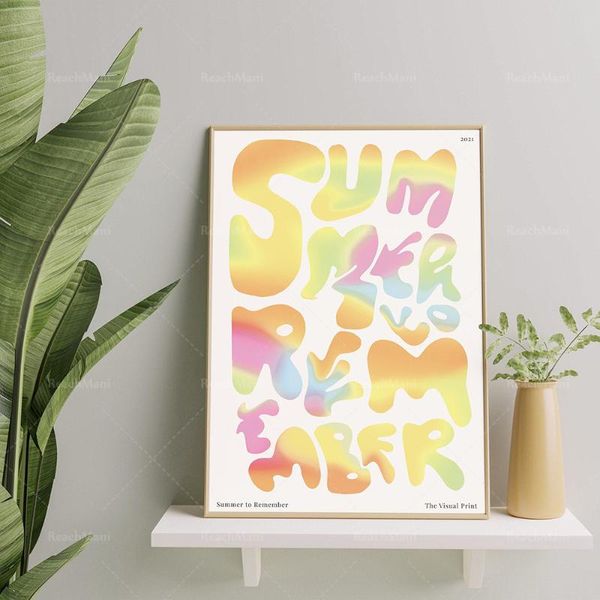 

paintings abstract summer typography text gradient rotation bright color pattern wall art poster printing, y2k fashion printable