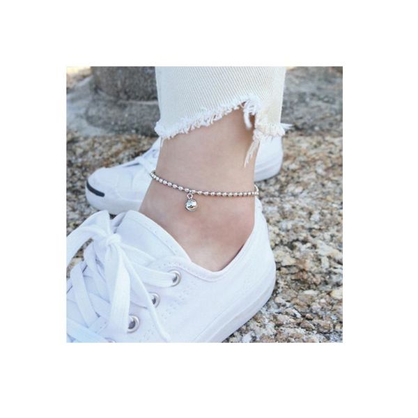 

anklets 925 sterling silver simple and versatile geometric bead beaded anklet feet ornaments ladies jewelry, Red;blue