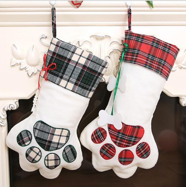 

christmas decorations 100pcs dog plaid gift bag pet stocking animal for kids candy gifts indoor decor
