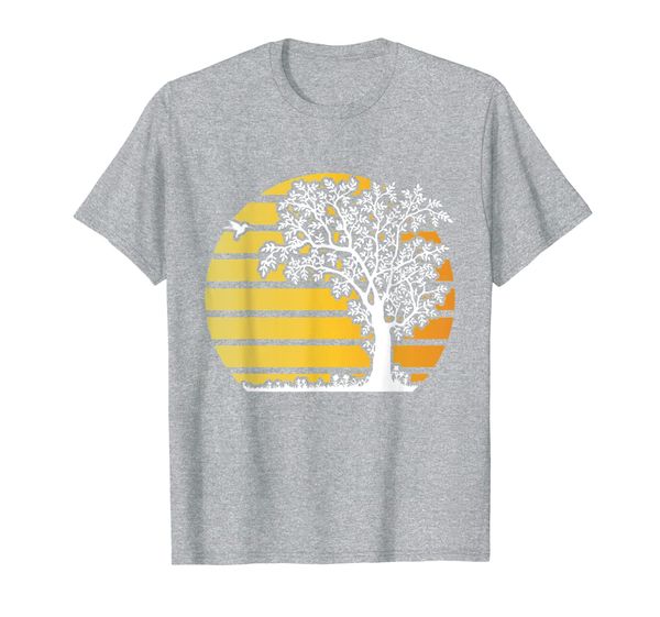 

bird tree sunset hummingbird lover t-shirt, White;black