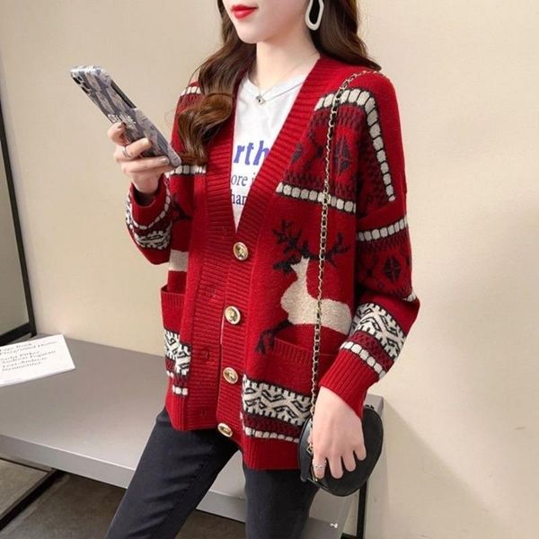 

women's knits & tees spring autumn knitted cardigan sweater single breasted korean style all-match fashion comfortable casual chic hara, White