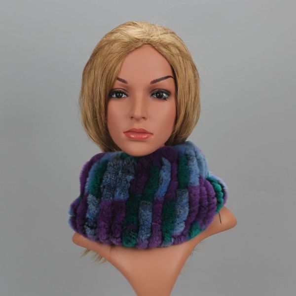 

scarves fur headband natural women's scarf winter warm neck warmer striped elastic soft ring casual collar, Blue;gray