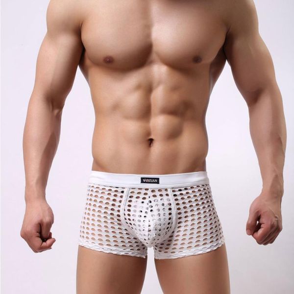 

underpants men fishnet boxer briefs adults see-through breathable low rise, Black;white