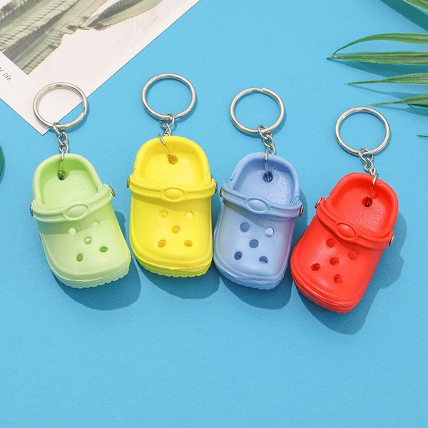 

20pcs mixed colors 3d mini 7.5cm eva beach hole little croc shoe keychain bag accessories keyring car handbag key chain charms 220228, Silver