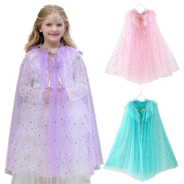 

girl's dresses children's shawl cloak girl aisha princess outer cape birthday party wrapped beach rainbow costume gifts, Red;yellow