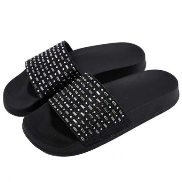 

slippers for women home indoor footwear summer fashion crystal flat shoes female glitter outdoor casual ladies qq362 210625, Black