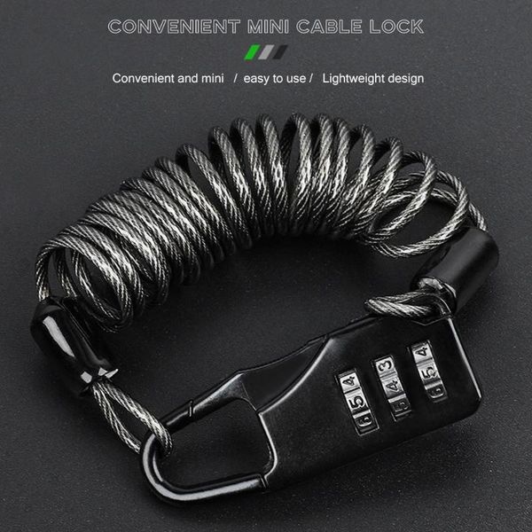 

bike locks 2021 durable helmet chain 3 digit combination portable bicycle motorcycle anti-theft cable lock wire code