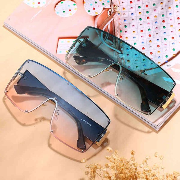 

sunglasses unique oversized one piece shield for women vintage gradient black clear eyewear female rivet big glasses blue pink, White;black