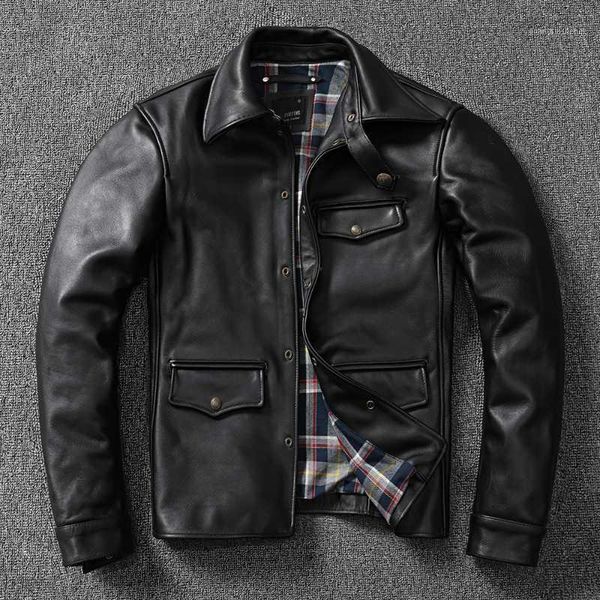 

men's leather & faux yr.thick black horsehide clothes.classic brakeman jacket,quality men genuine coat,sales.super