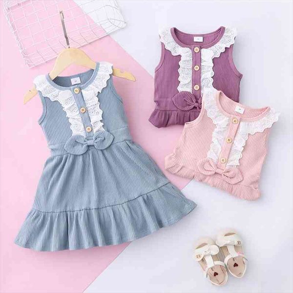 

summer kids dress for girl bow lace ruffles party wedding sleeveless children girl princess dress sweet kids clothes 1-6y, Red;yellow